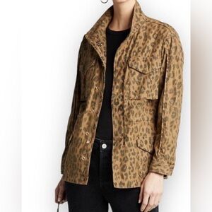 FRAME Denim Cheetah Print Cargo Utility Jacket